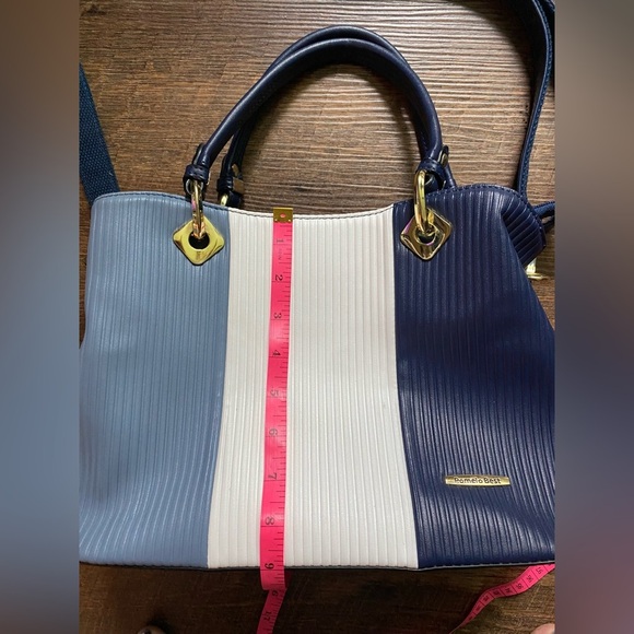 POMELO BEST Neapolitan handbag PU leather shoulder bag crossbody blue purse EUC - Picture 13 of 16